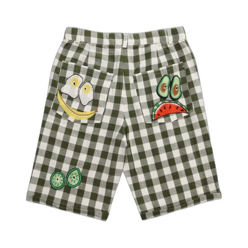 Stella Mccartney Kids Embroidered Motif Checked Shorts