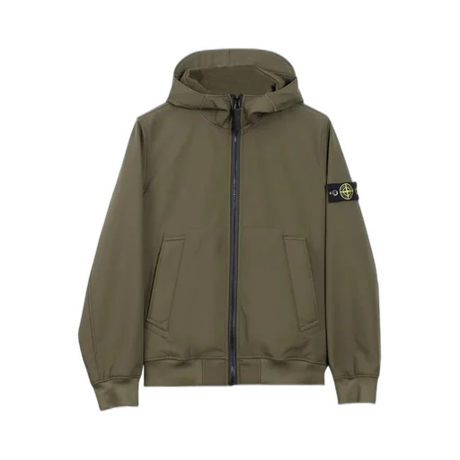 Stone Island Junior Logo-Patch Zipped Hooded Jacket