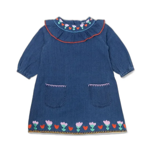 Stella Mccartney Kids Ruffled Detail Floral Embroidered Dress