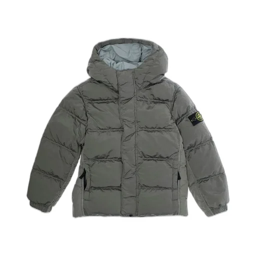 Stone Island Junior Logo Patch Hooded Down Jacket