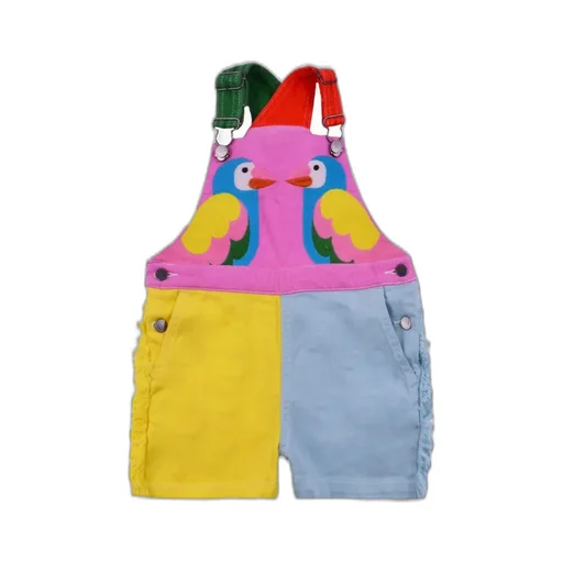 Stella Mccartney Kids Colour-Block Parrot Embroidered Dungarees