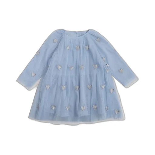 Stella Mccartney Kids Embroidered Heart Long Sleeved Party Dress