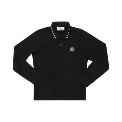 Stone Island Junior Logo Patch Long Sleeved Polo Shirt