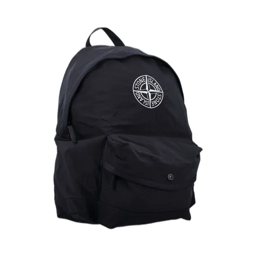 Stone Island Junior Compass-Embroidered Zipped Backpack