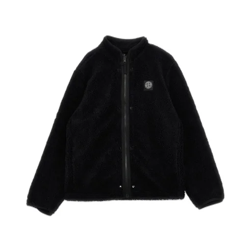 Stone Island Junior Logo Patch Zipped Reversible Fleece Jacket