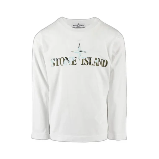 Stone Island Junior Logo-Printed Long-Sleeved Crewneck T-Shirt