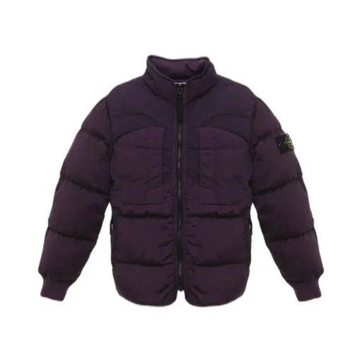 Stone Island Junior Logo Patch Zip-Up Down Jacket