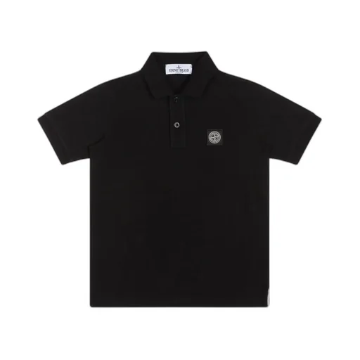 Stone Island Junior Logo Patch Buttoned Polo Shirt