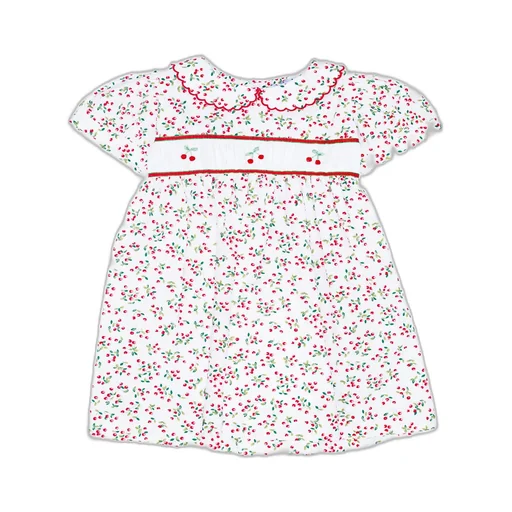Siola Cherry Printed Puff-Sleeved Dress