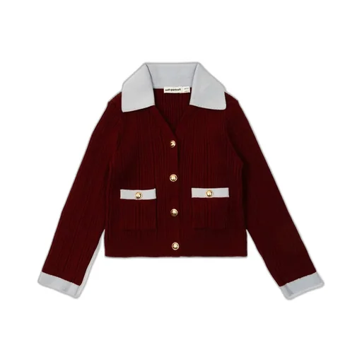 Self-Portrait Kids Ribbed Knit Cardigan