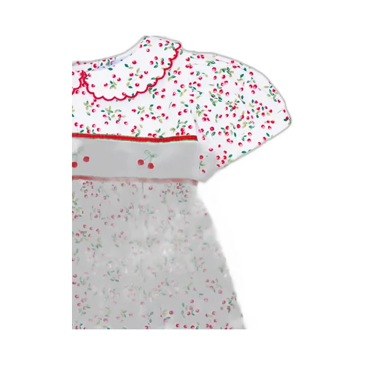 Siola Cherry Printed Puff-Sleeved Dress