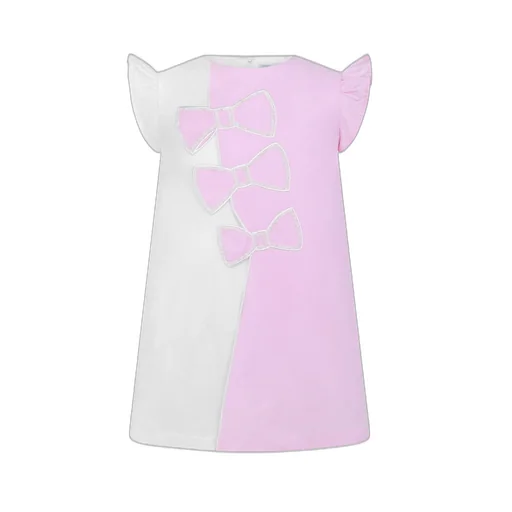Simonetta Bow Embroidered Ruffled Dress