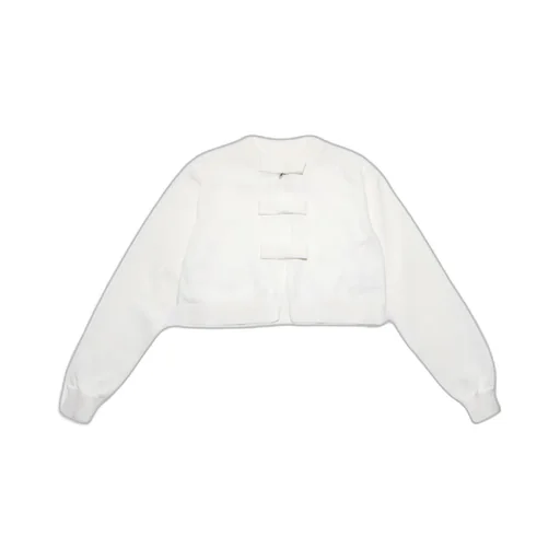 Simonetta Bow-Detailed Round-Neck Cropped Cardigan
