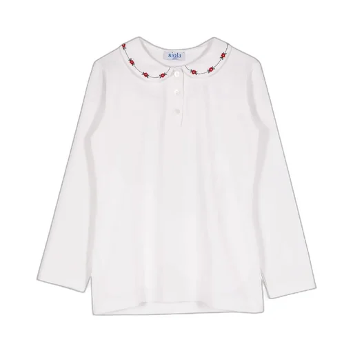 Siola Floral-Embroidered Long-Sleeved Polo Shirt