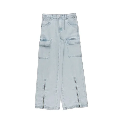 Stella Mccartney Kids Logo Patch Zip Detailed Jeans