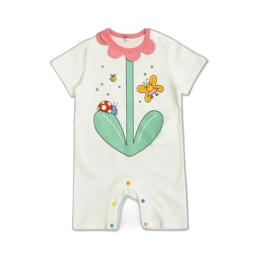 Stella Mccartney Kids Scalloped Neck Printed Jersey Playsuit