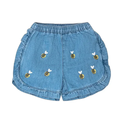 Stella Mccartney Kids Bee-Printed Ruffled Denim Shorts
