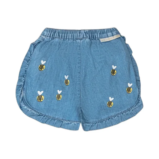 Stella Mccartney Kids Bee-Printed Ruffled Denim Shorts