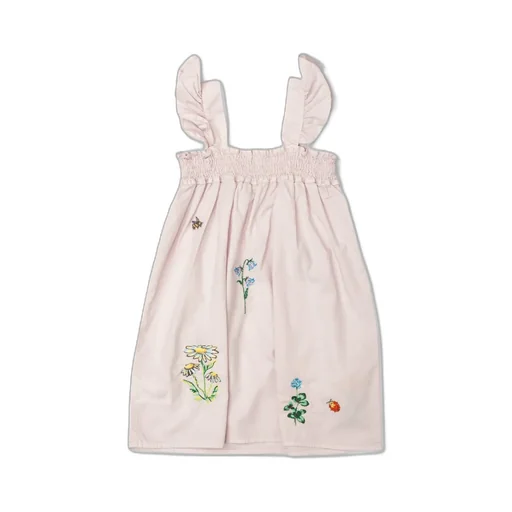 Stella Mccartney Kids Embroidered Ruffled Sleeveless Dress