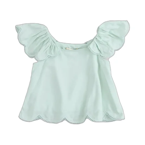 Stella Mccartney Kids Flutter-Sleeved Scalloped Hem Blouse