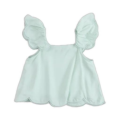 Stella Mccartney Kids Flutter-Sleeved Scalloped Hem Blouse