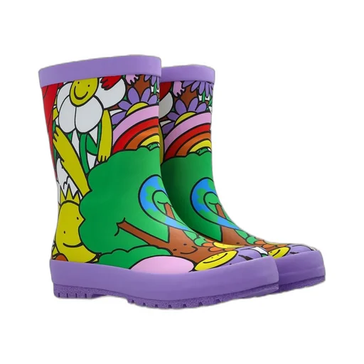 Stella Mccartney Kids Happy-Printed Slip-On Rain Boots