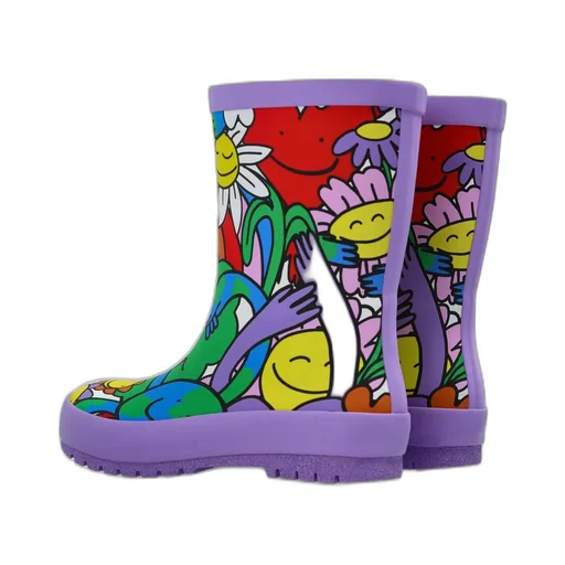 Stella Mccartney Kids Happy-Printed Slip-On Rain Boots