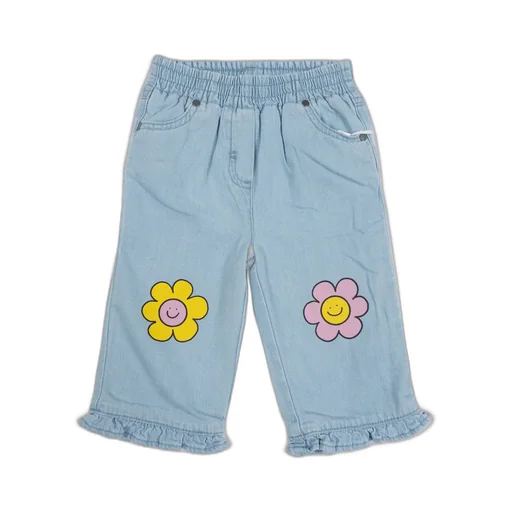 Stella Mccartney Kids Floral Embellished Ruffled-Hem Jeans