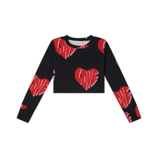 Stella Mccartney Kids Heart-Printed Long-Sleeved Crewneck Top