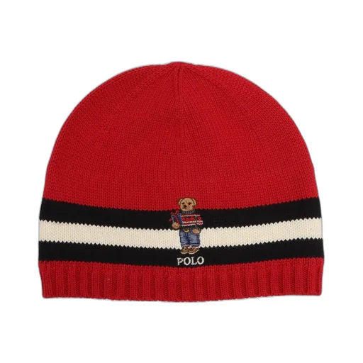 Ralph Lauren Kids Bear-Motif Striped Knitted Beanie