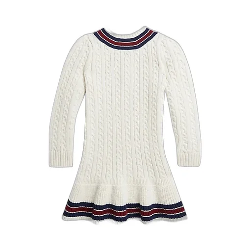 Ralph Lauren Kids V-Neck Stripe Detailed Dress