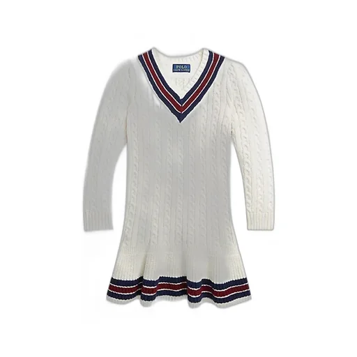 Ralph Lauren Kids V-Neck Stripe Detailed Dress