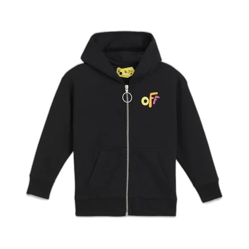 Off-White Kids Logo Printed Zip-Up Hoodie