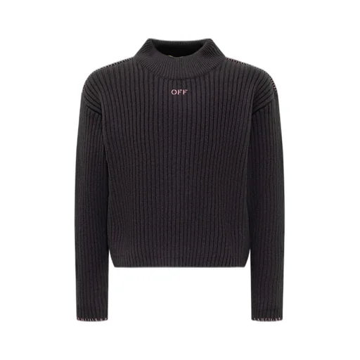 Off-White Kids Off Stamp Logo Embroidered Knitted Jumper