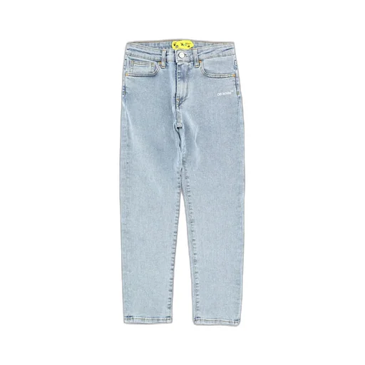 Off-White Kids Logo Printed Straight Leg Jeans