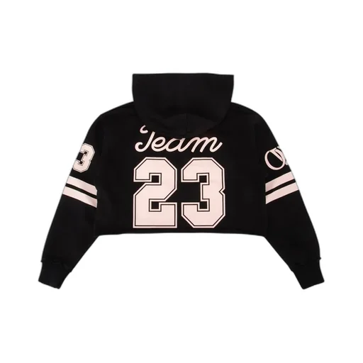 Off-White Kids Team 23 Logo Printed Cropped Hoodie
