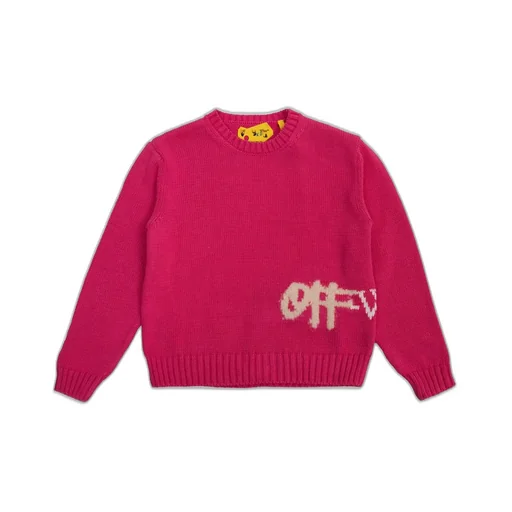Off-White Kids Logo-Printed Crewneck Knitted Jumper