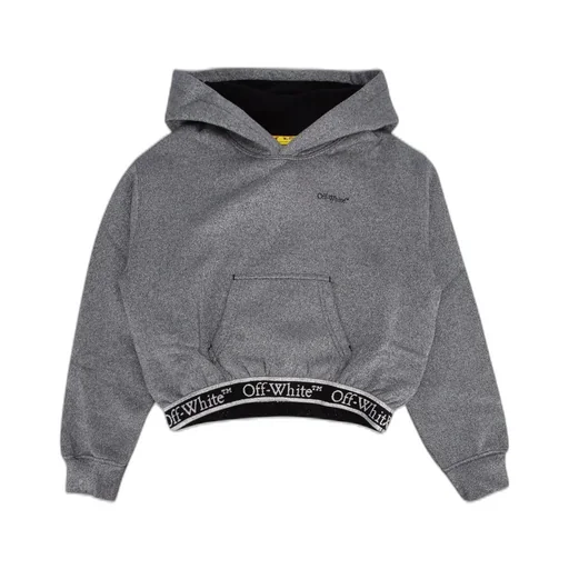 Off-White Kids Bookish Logo Band Metallic Effect Hoodie