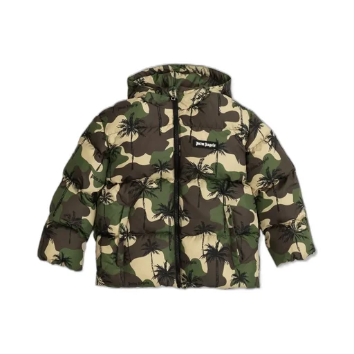 Palm Angels Kids Palm-Tree Hooded Puffer Jacket