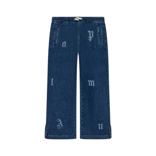 Palm Angels Kids Logo-Print Drawstring Jeans