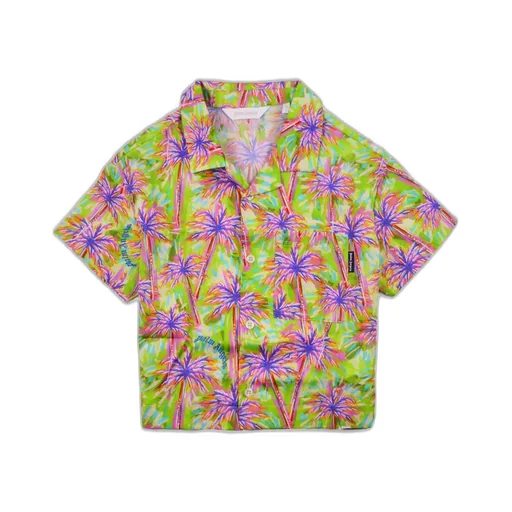Palm Angels Kids Palm Tree-Print Buttoned Bowling Shirt
