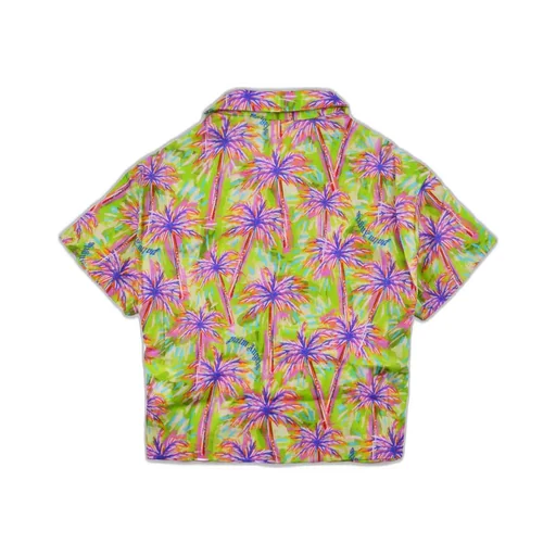 Palm Angels Kids Palm Tree-Print Buttoned Bowling Shirt