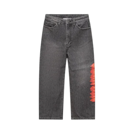 Palm Angels Kids Logo-Patch Straight Leg Jeans