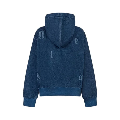 Palm Angels Kids Logo Printed Denim Hoodie