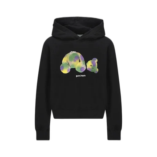 Palm Angels Kids Bear Logo-Printed Drop Shoulder Hoodie