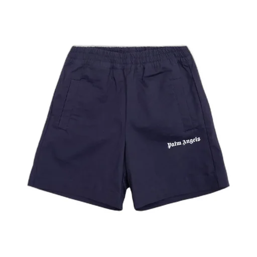 Palm Angels Kids Logo Printed High Waist Shorts