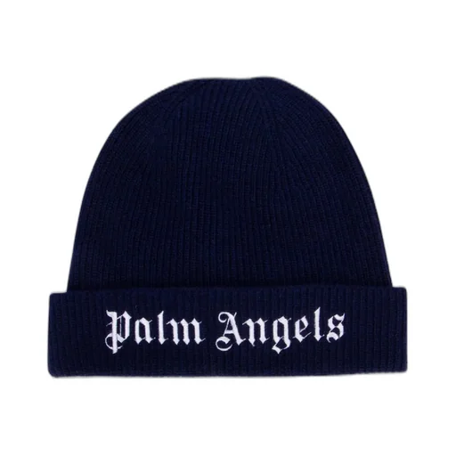 Palm Angels Kids Logo Embroidered Ribbed Knit Beanie