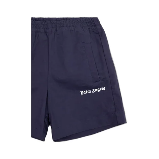Palm Angels Kids Logo Printed High Waist Shorts