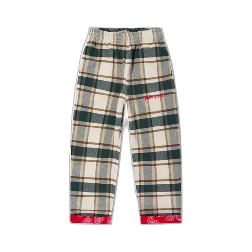 Palm Angels Kids Logo-Printed Checked Trousers
