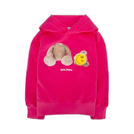 Palm Angels Kids Long Sleeved Smiley Teddy-Bear Printed Hoodie